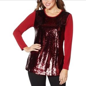 Anthony All That Glitters 2-Tone Sequin
Pullover Top Cranberry NWT 70.00